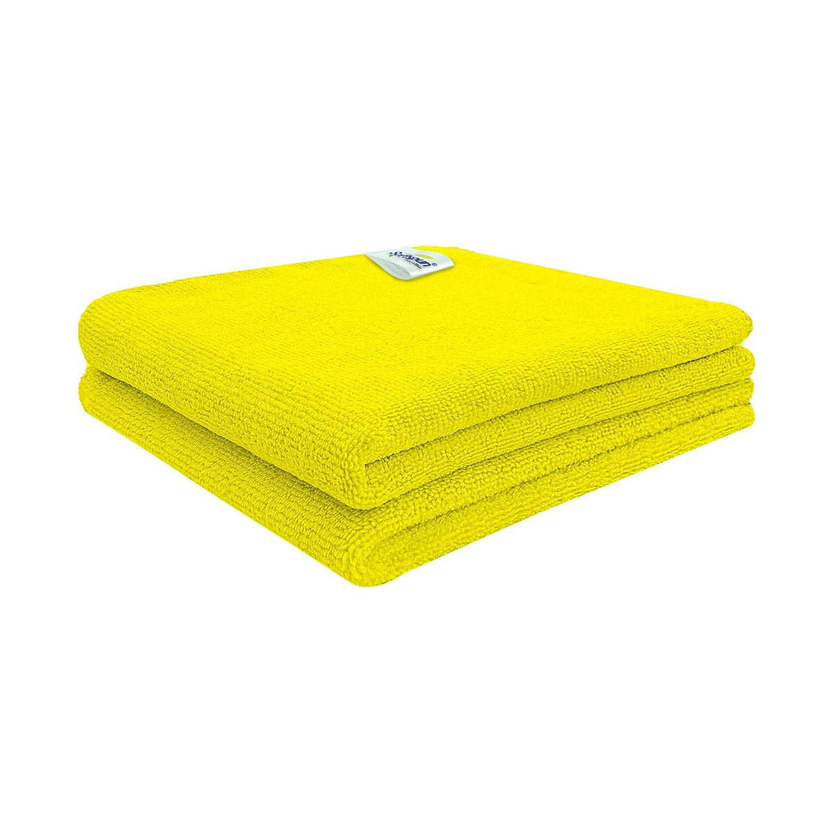 Softspun Microfiber Cloth 350 Gsm | Thick Lint & Streak-Free Multipurpose Cloths Microfibre Towels - 2 Pcs (Yellow)