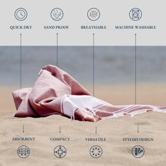 Lane Linen Turkish Beach Towels 699 Gsm | Extra Large Beach Towel, Pre-Washed For Soft Feel, Oversized Sand Free Quick-Dry Pool Towel- Wistful Mauve (2 Pack)