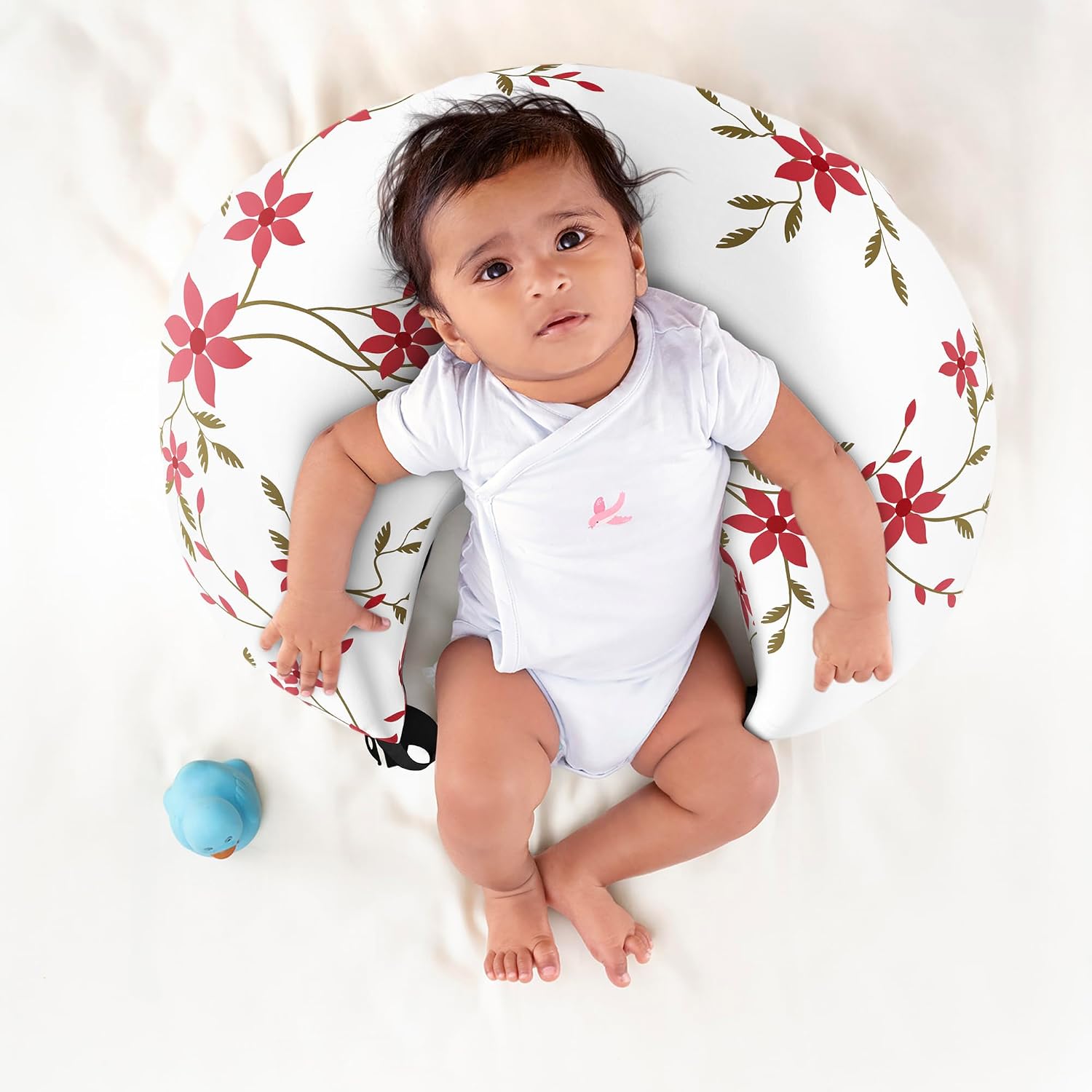 Feeding Pillow For New Born Baby, 5 In 1 Multipurpose Use, Nursing Pillow, White | Pillow For Breastfeeding With Cotton Removable Cover | Easy To Clean, Machine, Comfortable Pillow