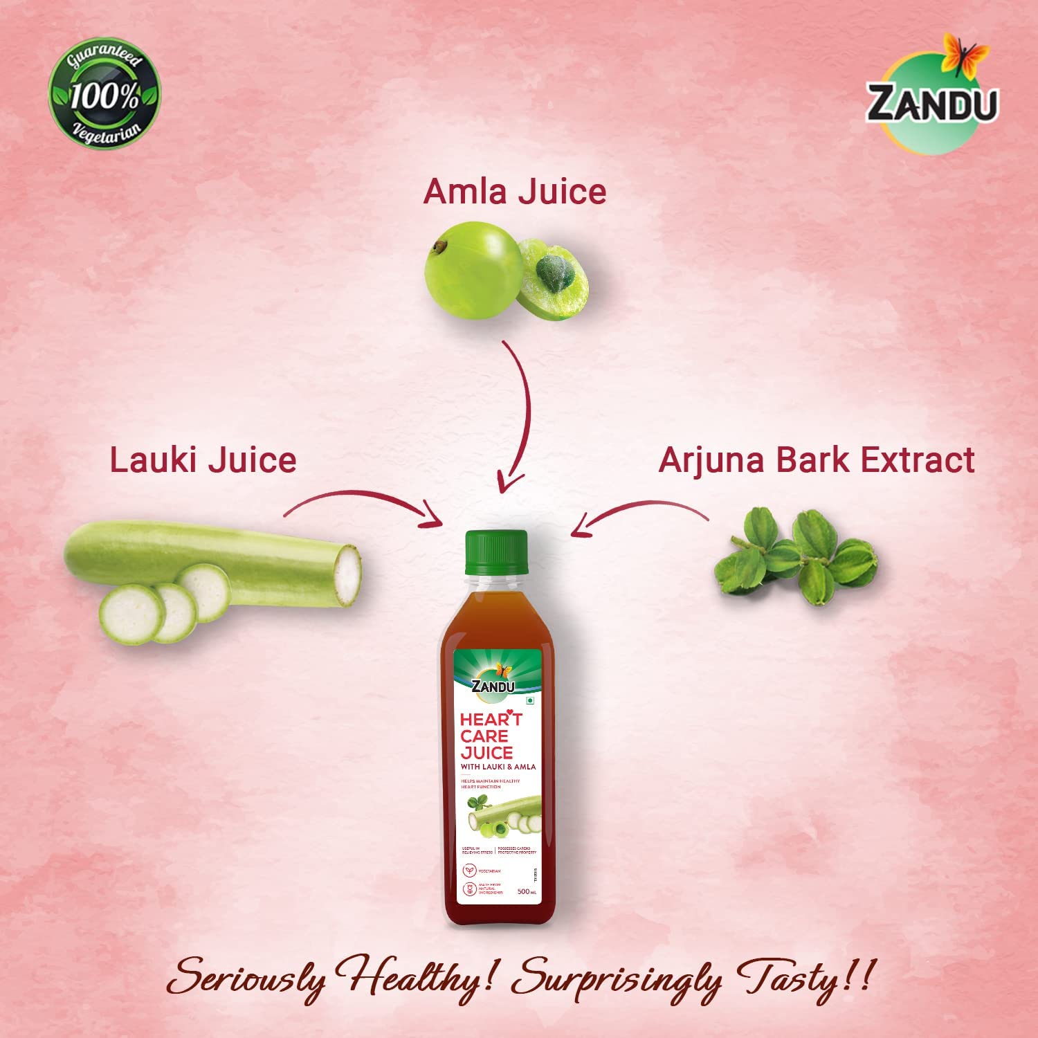 Zandu Heart Care Juice With Lauki & Amla, Helps Maintain Healthy Heart Function, Relieves Stress & Boosts Immunity | 500ml 1.1lbs