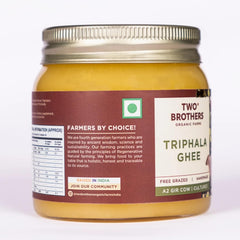 100% Pure A2 Gir Cow Triphala Ghee By Two Brothers Organic Farms | Rich In Nutrients Healthy & Protein Fiber Desi Ghee Perfect For Hair Fall | (250ml) 8.4 Ounce | Jar Pack