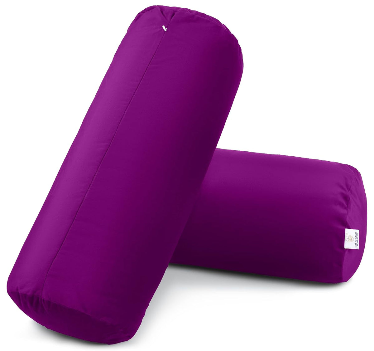 Microfiber Bolster Pillow For Bed & Sofa, Side, Diwan, Purple - 10 X 25 Inches | Round Side Pillow, Light, Soft & Fluffy For Neck & Back Support | Washable, Velvet Cover With Zip - 2 Piece