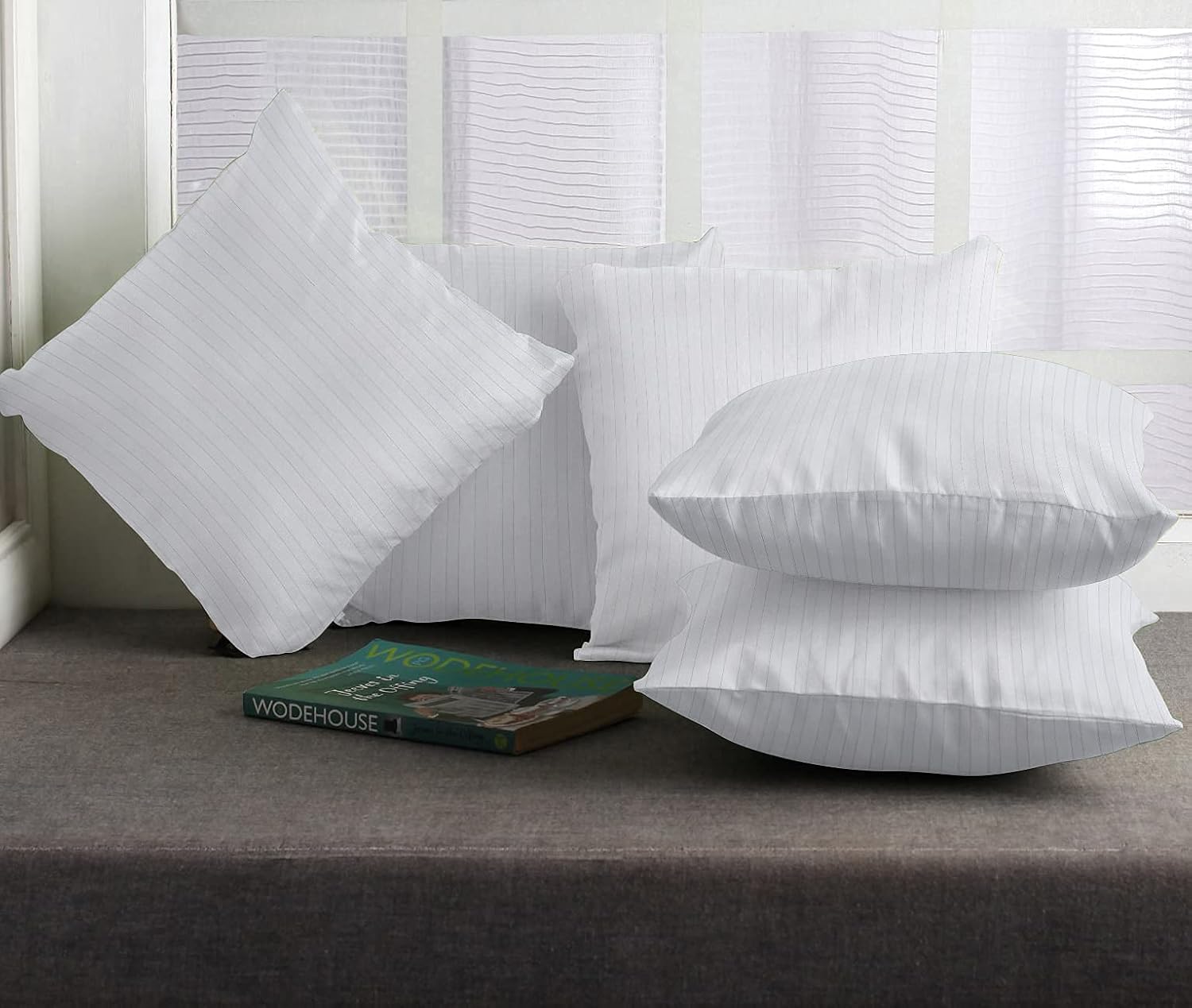 Microfiber Cushion Pillow, Durable Sofa Pillow For Home Décor, White - 18 X 18 Inch | Sofa Cushions, Furniture Pillow, Lightweight, Easy To Maintain, Soft Cushion Filler - Set Of 5