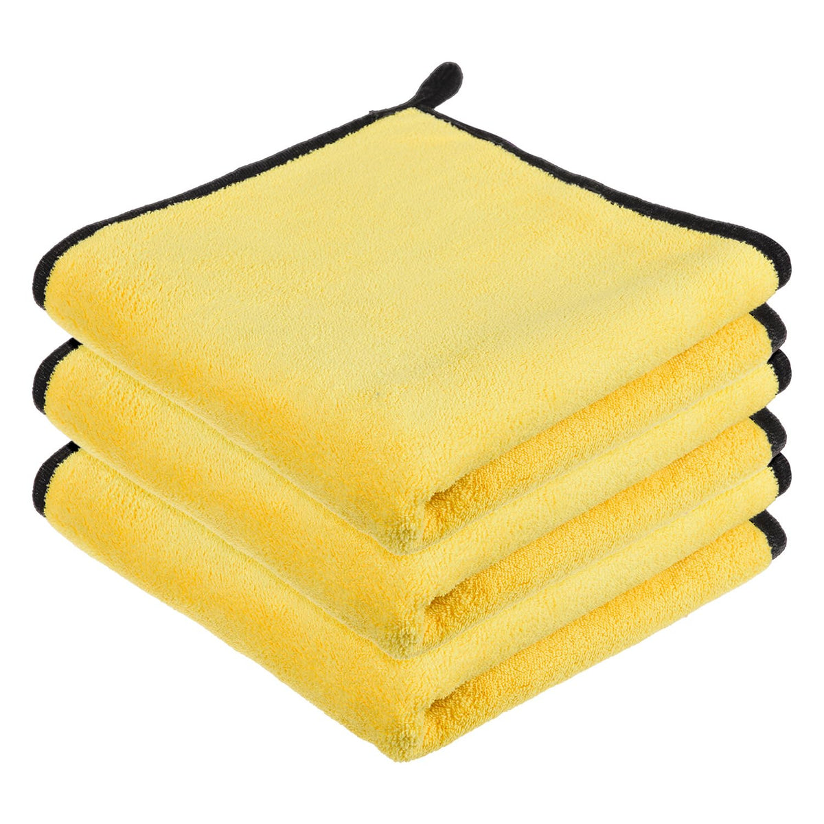 Kuber Industries Cleaning Towel 450 Gsm | Reusable Cleaning Cloths for Kitchen | Duster Towel For Home Cleaning Cloth Towel With Hanging Loop - Pack Of 3 (Yellow)
