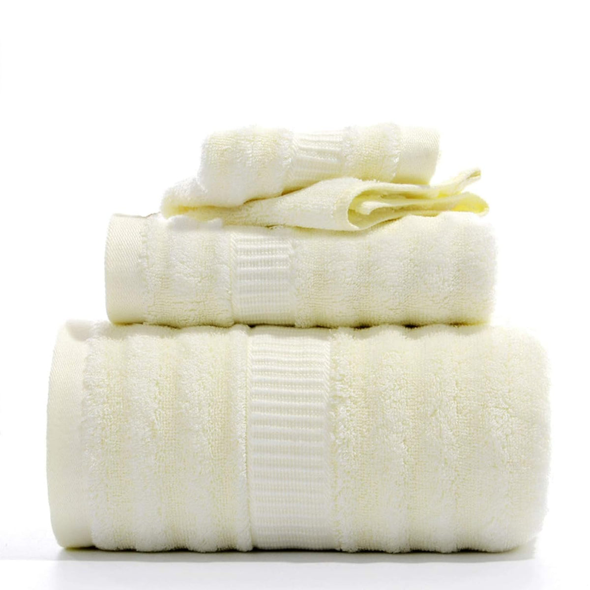 Mush Bamboo Luxurious Bath + Hand & Face Towel 900 Gsm | Ultra Soft, Absorbent & Antimicrobial Towel (Lemon Yellow) -3 Piece