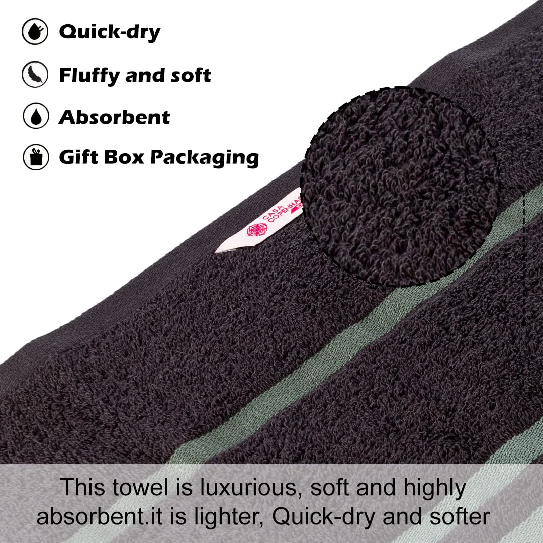 Casa Copenhagen Egyptian Cotton Exotic 1 Pcs Large Bath Towel 500 Gsm (Black)