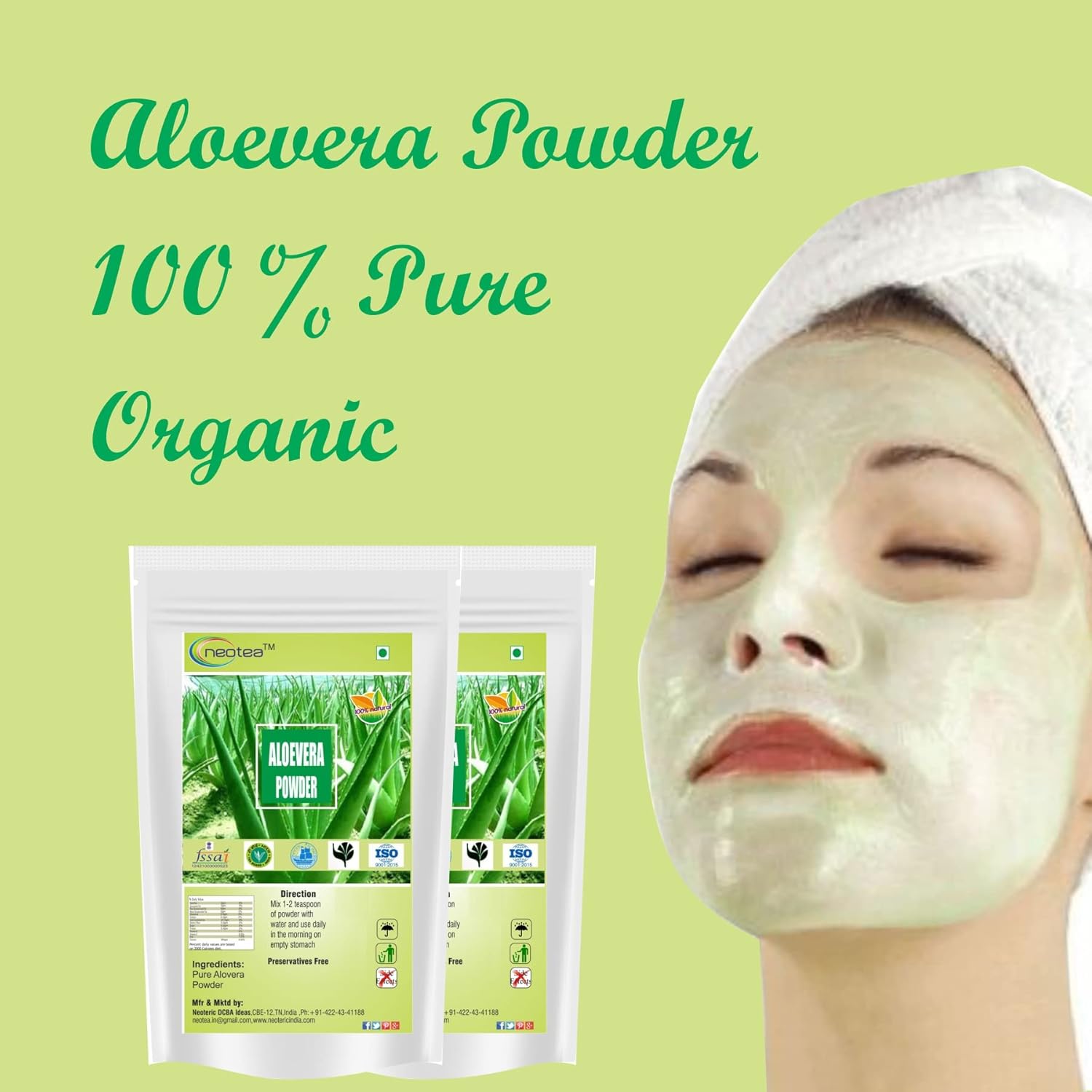 Neotea Katralai Powder Aloe Vera Gheekumari Kathalai Powder, Anti - Inflammatory And Cooling Properties | 300gm 0.66lbs
