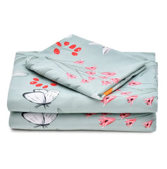 1 King Size Elastic Fitted Bedsheet With 2 Pillow Cover & Comforter - 72 X 78 Inches, Mint Green | Ideal For Hotel, Guest House, Home Bedsheet
