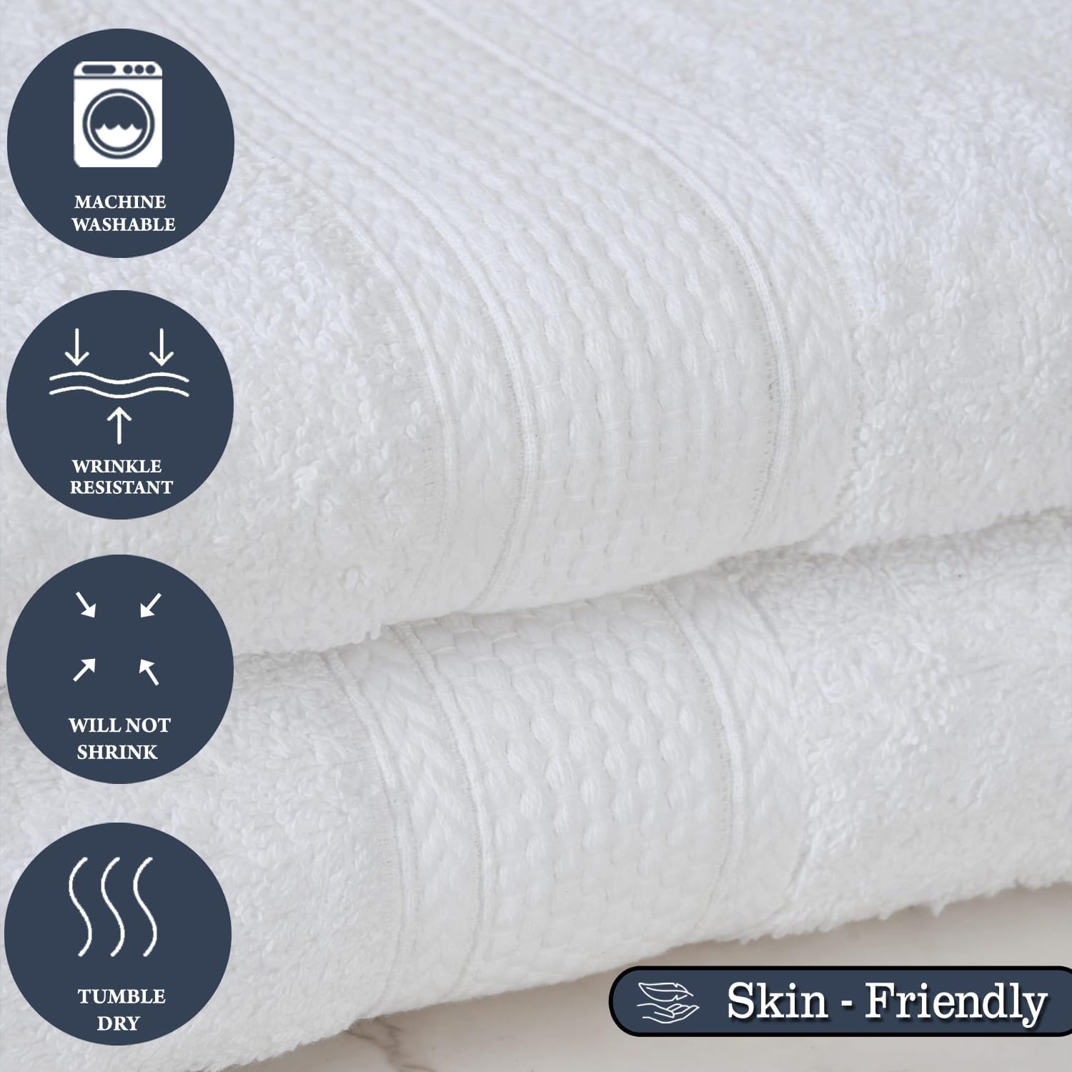Fresh From Loom Luxury Edition Egyptian 100% Pure Cotton Bath Towel 1200 Gsm | High Water Heavy Soft Dual Stitched Bath Towel (White) - 2 Pcs