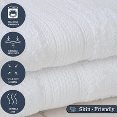 Fresh From Loom Luxury Edition Egyptian 100% Pure Cotton Bath Towel 1200 Gsm | High Water Heavy Soft Dual Stitched Bath Towel (White) - 2 Pcs