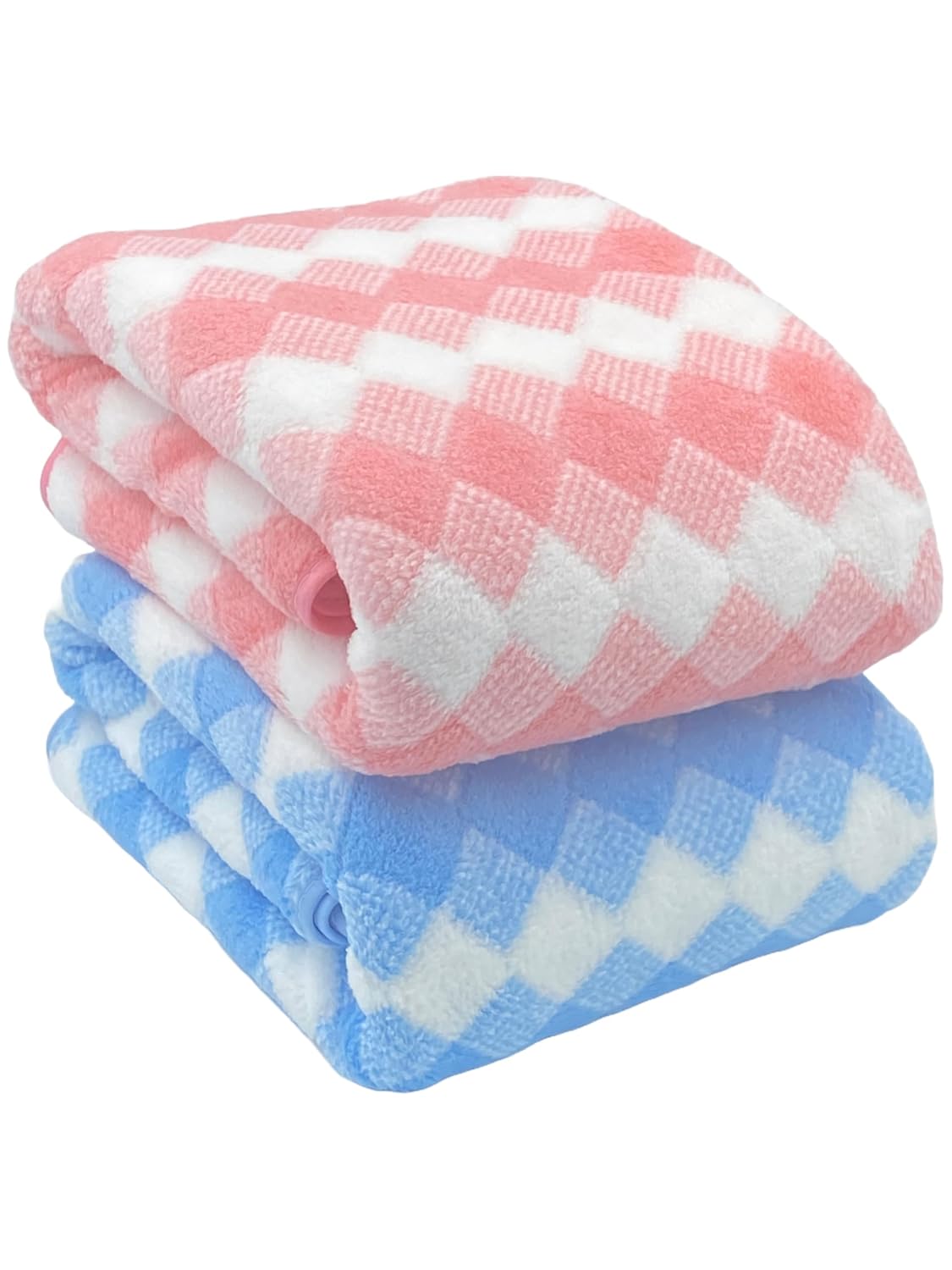 Patpug Coral Microfiber Ultrasoft Comfortable Highly Absorbent Quick Drying Large Bath Towel 700 Gsm (Diamond Pink & Blue)- Pack Of 2