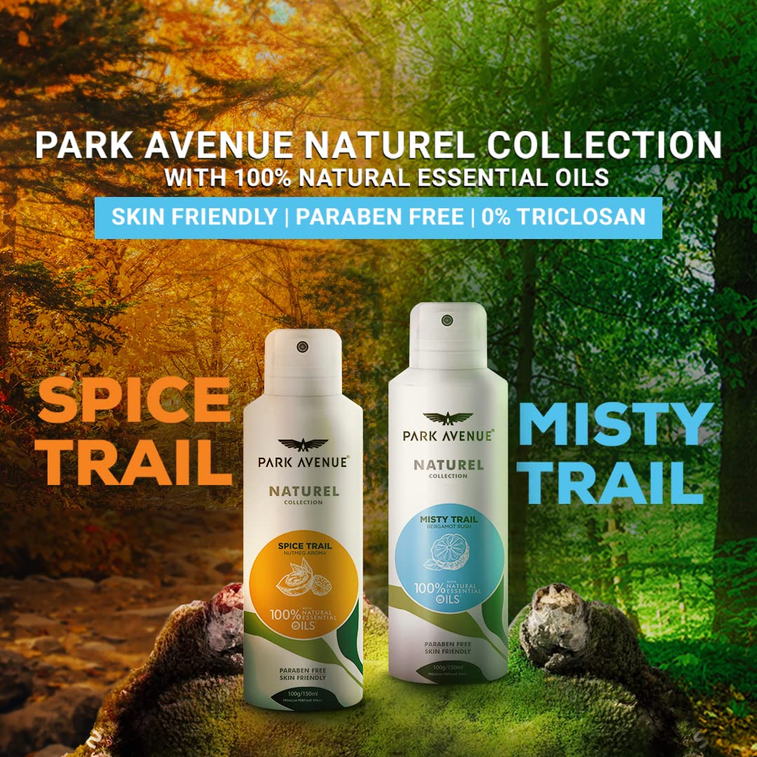 PARK AVENUE MISTY TRAIL DEODORANT FOR MEN 150ML 5.0 FL.OZ. WITH BERGAMOT RUSH | SKIN FRIENDLY