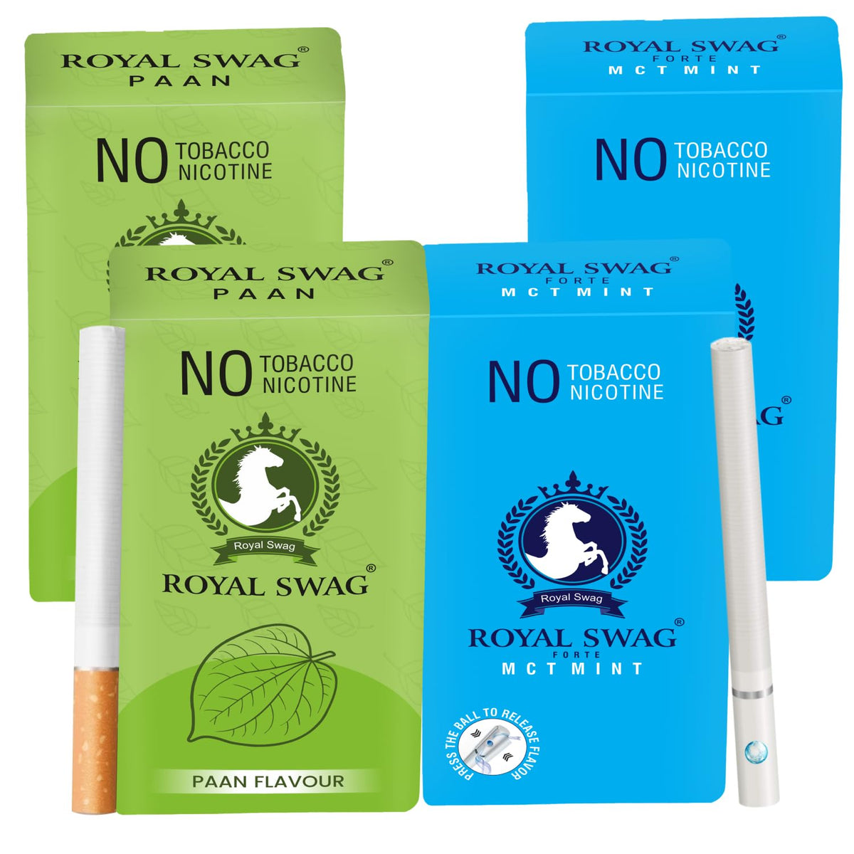 Royal Swag Natural Herbal Cigarettes Mint, Paan Flavour 40 Sticks 100% Tobacco-Free And Nicotine-Free With Ayurvedic Herbs Clove, Tulsi & More | Free From Additives And Chemicals