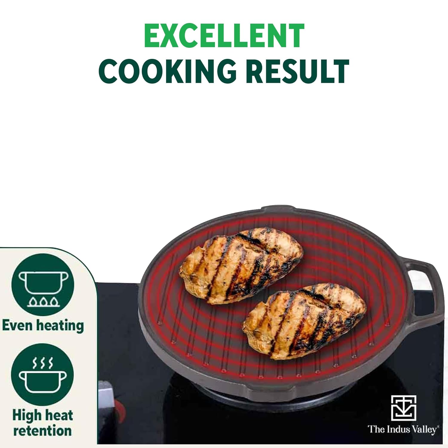 Pre-Seasoned Black Cast Iron Round Griddle Pan With Double Handle - Medium, 26 Cm, 10.2 Inch, 2.1 Kg | Gas Compatible, 100% Pure & Toxin-Free, No Chemical Coating