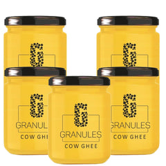 Organic Cow Ghee By Granules | Healthy & Flavorful Nutrients Pure Cow Desi Ghee Good For Your Favorite Dishes | 2.5 Litre (500ml * 5) 84.5 Ounce | Jar Pack