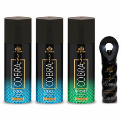 St. john Cobra Cool ,cool, Sports Body Deodorants 450ml 15.2 Fl.oz. & Cobra Eau De Perfume 15ml 0.5 Fl.oz. | Best Aniverssary Gift For Husband & Wife