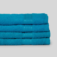 Kopa Quick Dry 100% Cotton Soft Terry Face Towel 640 Gsm | Quick Dry 100% Cotton Super Absorbent, Lightweight (D'Ross) Face Towel (Turq)- Pack Of 4