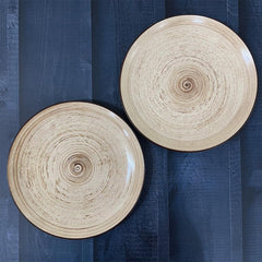 Iris Beige Ceramic Dinner Plates Set Of 2 - 10 Inches, 2 Pieces | Handcrafted Full Ceramic Plates For Dinner - Microwave Safe & Dishwasher Safe