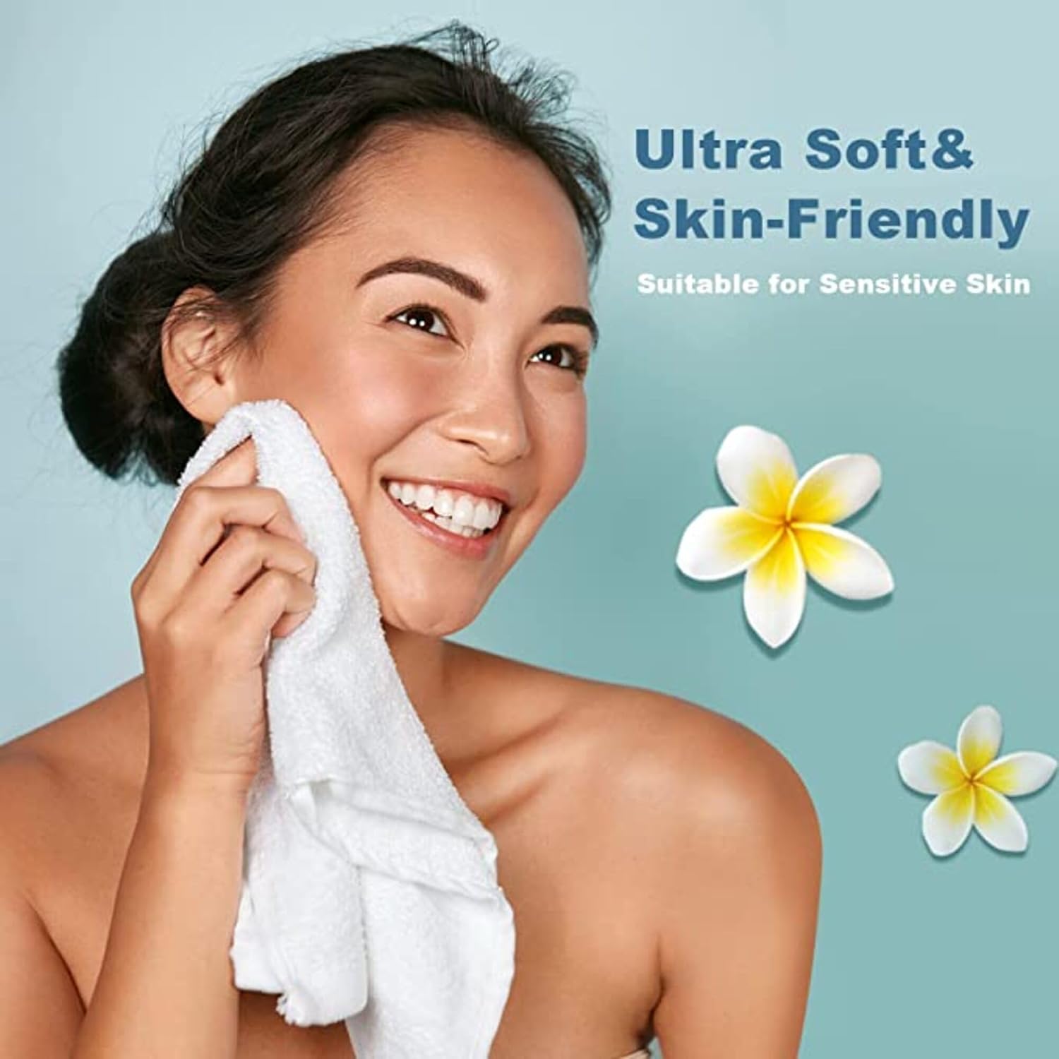 Jenny Denial 100% Cotton Soft Face Towel 1300 Gsm | Super Absorvent & Quick Dry - Pack Of 10 Pcs (White)