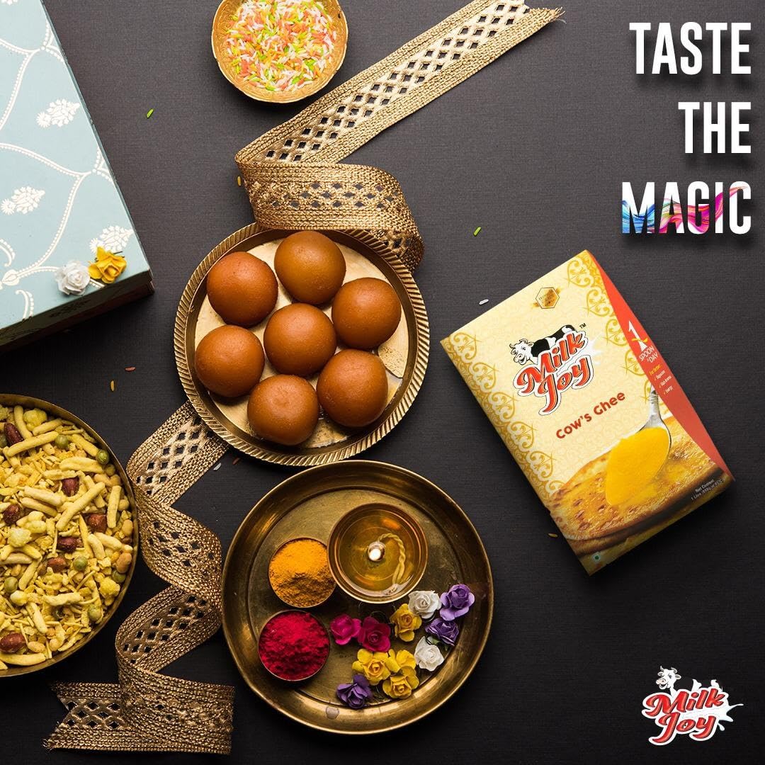 Premium Desi Cow Ghee By Milkjoy | Natural Aromatic Flavor Desi Ghee Boosts Immunity & Improves Digestion | (900ml) 30.4 Ounce | Box Pack