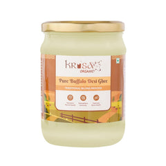 Organic Pure Buffalo Desi Ghee By Krisa Organic | Rich In Nutrients & Vitamins A, D Healthy Pure Desi Ghee Perfect For Muscles | (500ml) 16.9 Ounce | Jar Pack