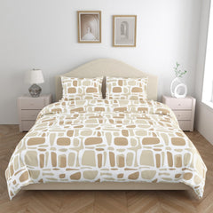 King Size Pure Cotton Floral Sheet With 2 Pillow Covers | 108 X 108 Inches, White & Brown | Perfect For Gifting On Weddings, Housewarmings, Or Anniversaries