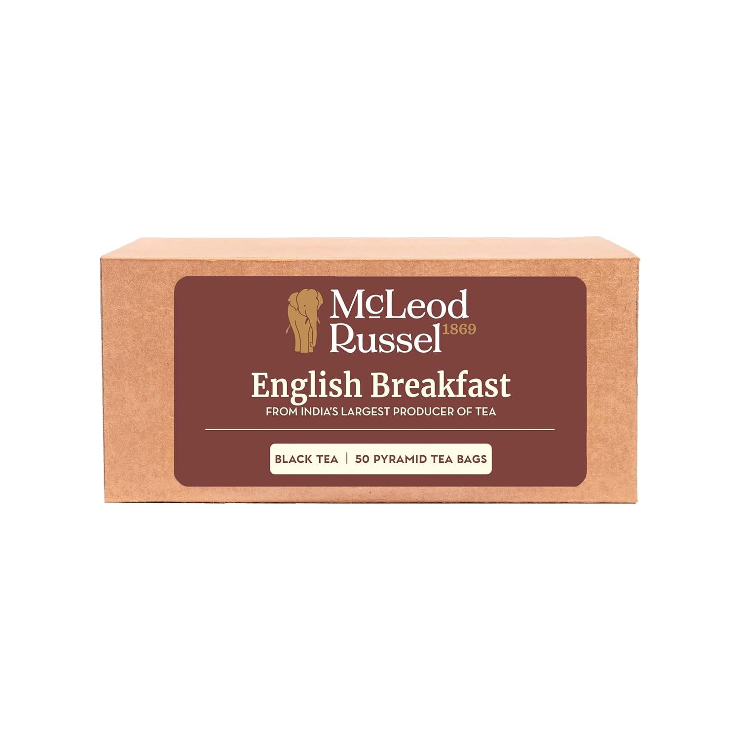 McLeod Russel 1869 English Breakfast Black Tea - 100gm, 3.5 Ounce, 50 Pyramid Tea Bags | Strong & Robust Blend Daily Black Tea - Loose Leaf Black Orthodox | Low Caffeine