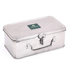 Stainless Steel Cash Box, Locker Box, Jewellery Box - Rectangle Shape, Diameter - 19cm, Colour - Silver, Special Feature - Portable