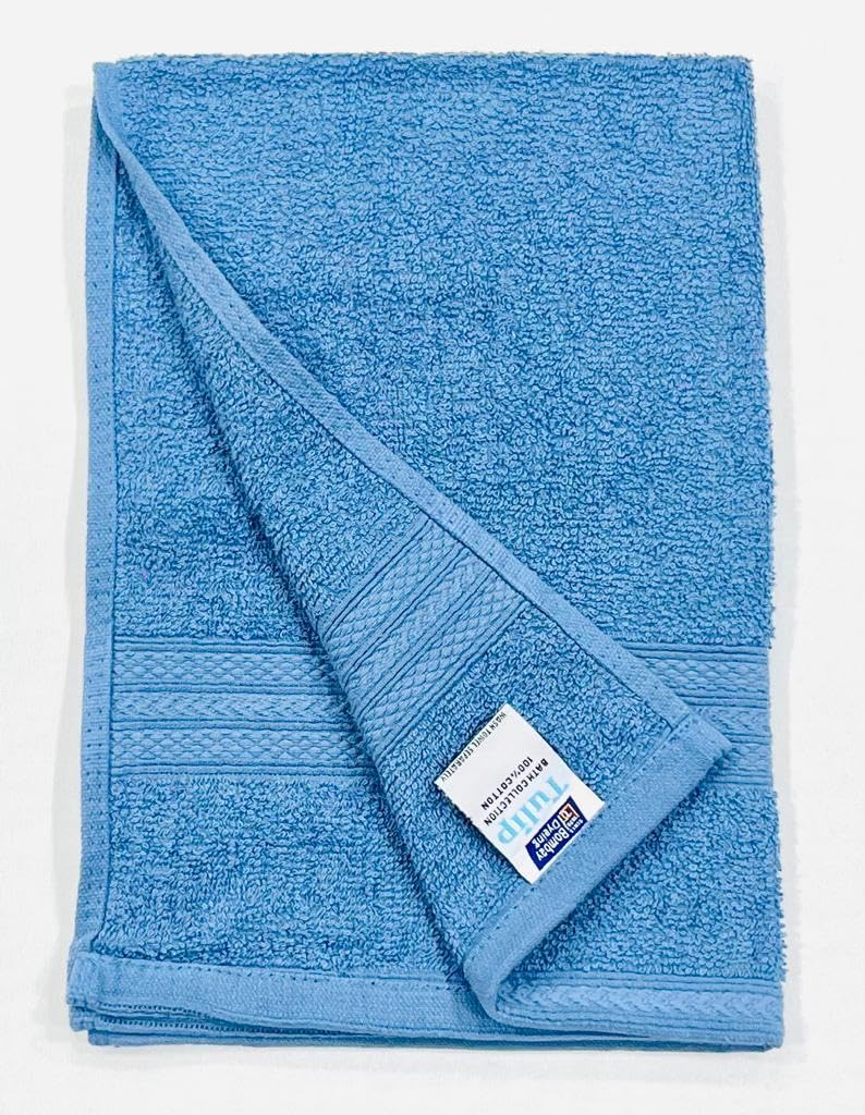 Bombay Dyeing Tulip 100% Soft Cotton Hand Towels 1200 Gsm (Surf Blue) - Set Of 6