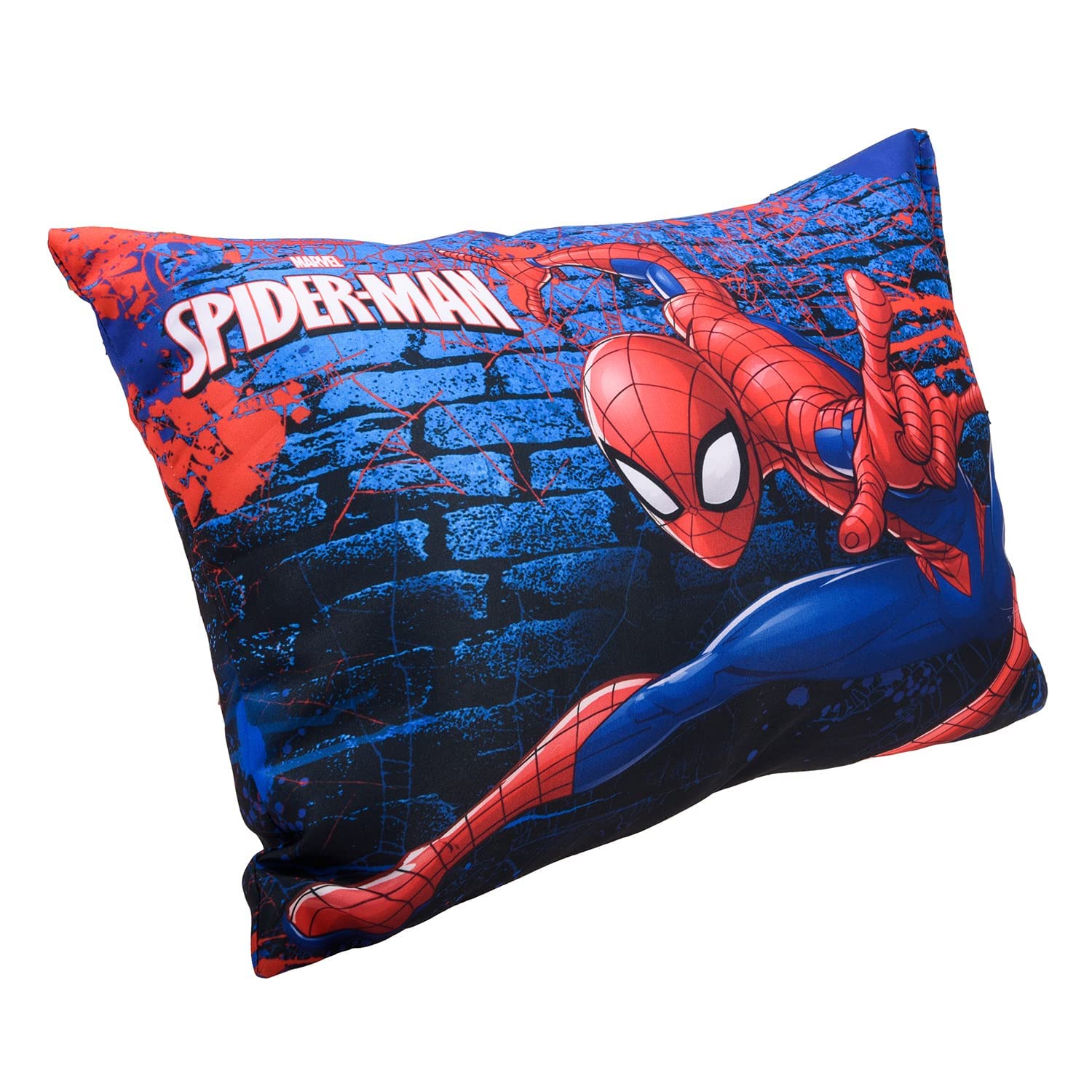 Marvel Spiderman Print Kid's Pillow, Soft Cushion Pillow Filler - 12 X 18 Inch | Sleeping Pillow Filler For Kids | Polyester Kids Pillow For Sleeping & Travel, Navy Blue, Multipurpose Use