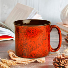 Studio Pottery Ceramic Maggi Bowl Or Mug With Handle 550ml, Ombre Red | Jumbo Ceramic Coffee & Tea Mug | Cereal Bowl - Big Milk Mug - Large Beer Mug