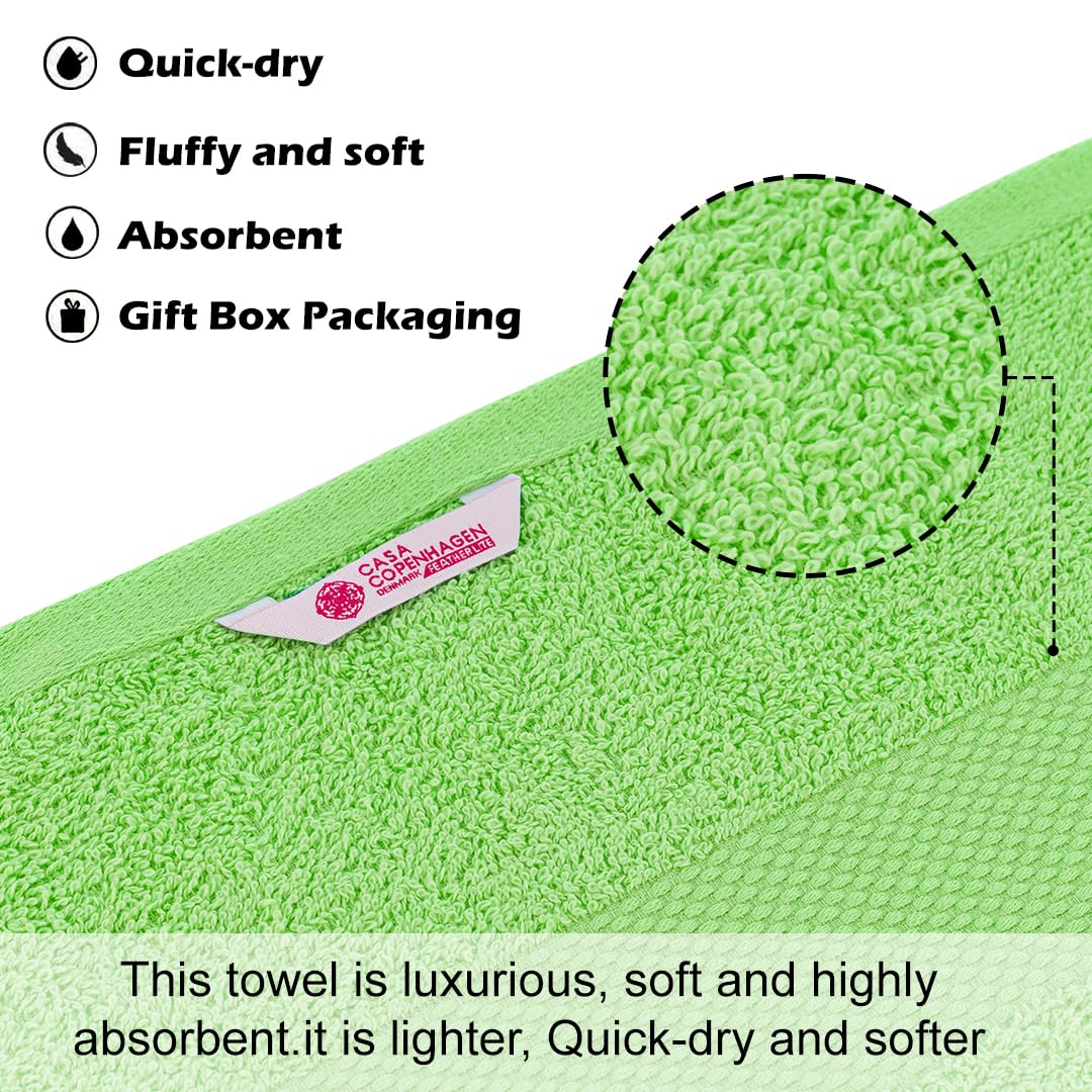 Casa Copenhagen Egyptian Cotton Feather Lite 1 Pcs Large Bath Towel 500 Gsm (Lime Green)