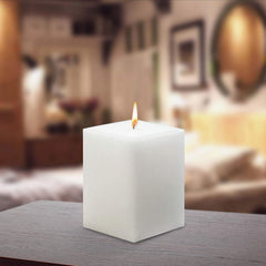 WHITE SQUARE 4.INCH PILLAR CANDLE | BEST FOR BIRTHDAY DECORATION CANDLE