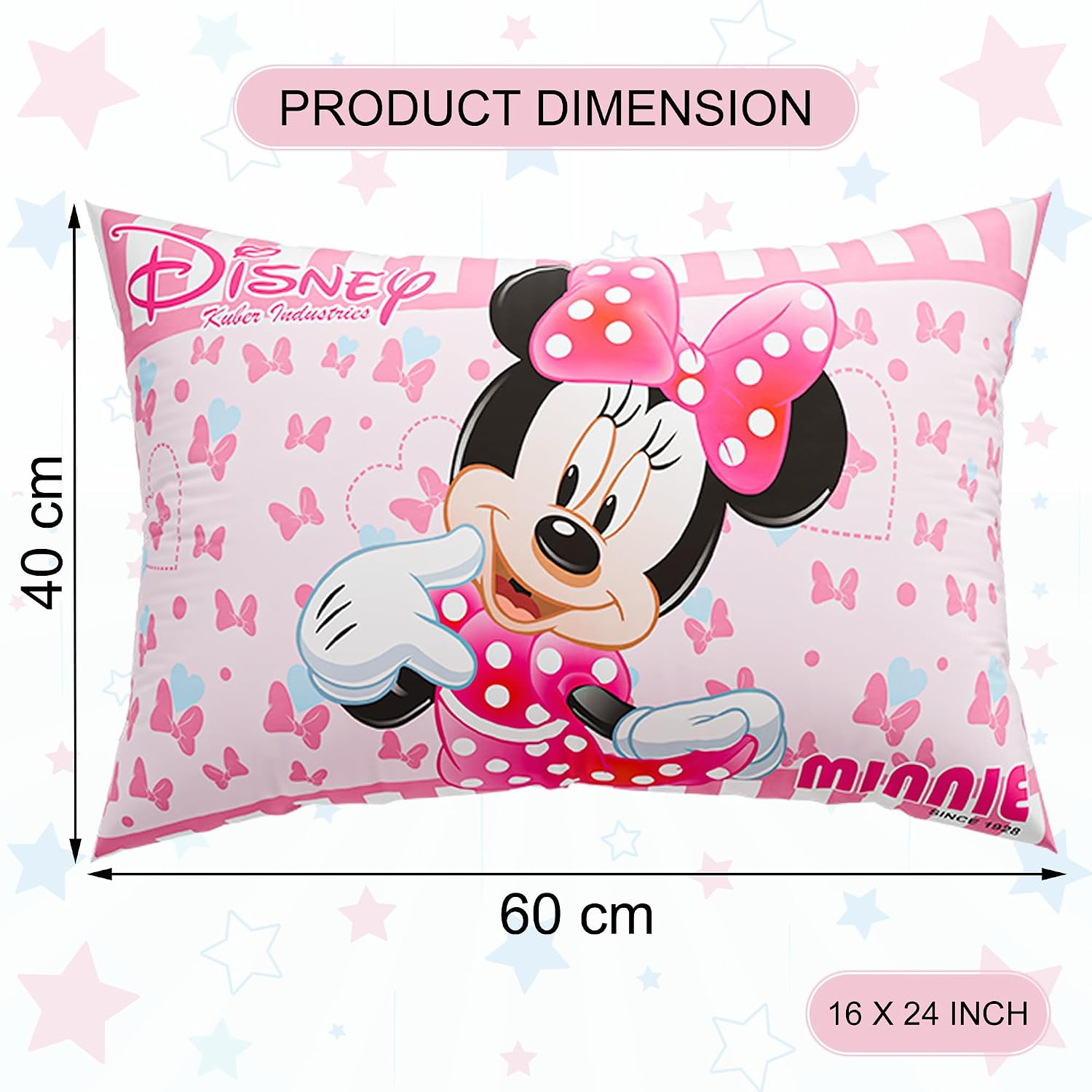 Microfiber Pillows For Bed, Soft Pillow For Sleeping, Disney Print - Pink - 16 X 24 Inch | Washable & Neck Support Pillows | For Sleeping Bedroom & Living Room, Suitable For All Sleepers