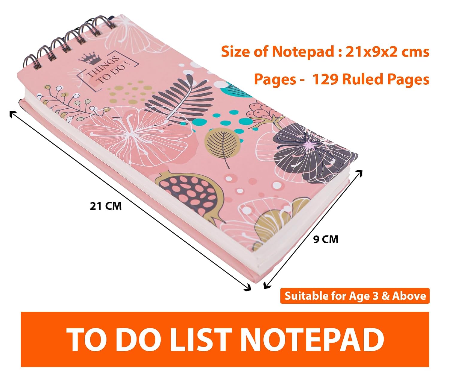 To Do List Notepad Diary, Pages - 129, Daily Planner Diary, For Boys & Girls (Pink) Pack Of 1
