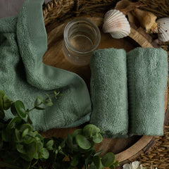 Mush 100% Bamboo Face Towel 2400 Gsm | Ultra Soft, Absorbent, Quick Dry Towels For Facewash, Gym, Pool, Sports, & Travel - Olive Green (Pack Of 12)