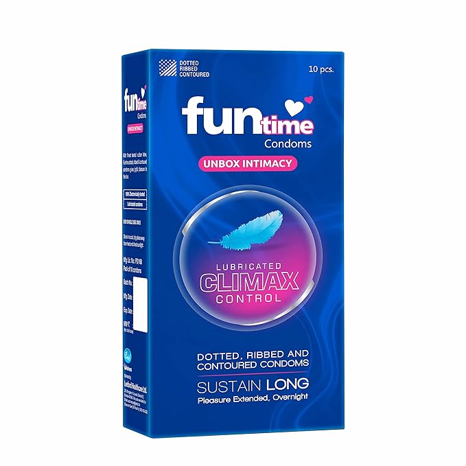 Fun Time Climax Control Condoms | Dotted, Long-lasting Pleasure | Pack Of 3 (10 Counts Each)