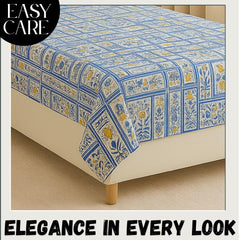 Bedsheet For Single Bed with 1 Pillow Cover - Size 90 X 60 Inches, Blue | Soft Touch Cotton Fabric-Comfortable & Durable | Elegant Printed Bedding Set For Daily Use