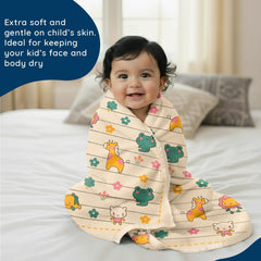 Rangoli 100% Cotton Baby Bath Towel 1200 Gsm | Super Soft & Highly Absorbent, Anti-Bacterial, Multipurpose Towels (Multicolor) - Pack Of 4