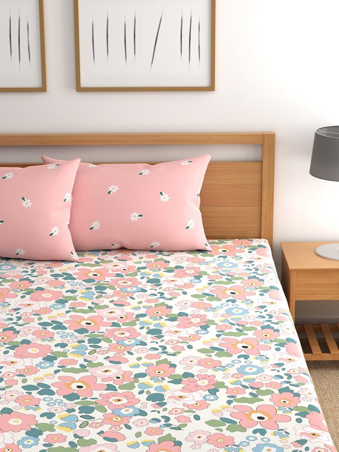 Soft Cotton Bedsheet For Double Bed With 2 Pillow Cover | Size - 90 X 100 Inches, Pink | Perfect For Gifting On Occasions Like Anniversaries, Birthdays
