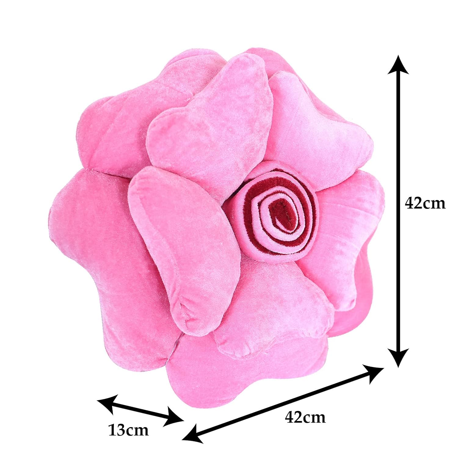 Rose Flower Shaped Pair Cushion Pillow, Soft & Decorative Cushions, Pink - 16 Inch | For Living Room, Bed, Sofa, Seating Area | Furniture Cushion, Perfect For Home Décor - Pack Of 2