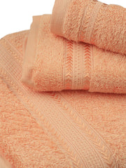 Ramraj Cotton Bamboo Terry Bath, Hand & Face Towel 850 Gsm | Quick Dry & Anti Microbial Combo Towel (Orange) - Set Of 3
