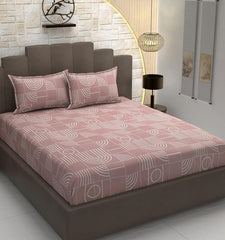 Glace Cotton Double Bedsheet For King Size With 2 Pillow Covers - 72 X 78 X 12 Inches, Pastel Peach | Long-Lasting & Durable | All-Season Comfort