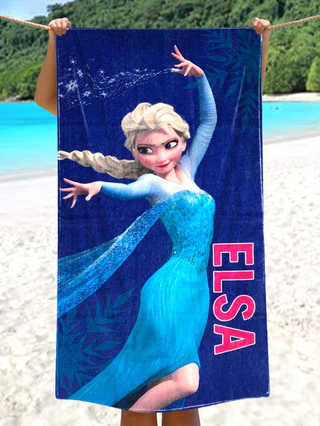 Athom Living Elsa Design Kids Cotton Bath Towel 300 Gsm | Soft & Skin-Friendly, Quick Absorbent, Lightweight, Durable, Easy Care Washable Towel