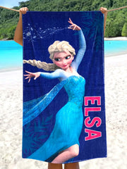 Athom Living Disney Frozen Kids Bath Towel 350 Gsm | Super Soft, Quick Dry, Highly Absorbent, Lightweight & Durable Towel (Blue)
