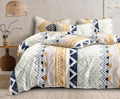 1 Single Glace Cotton Flat Bedsheet With 1 Pillow Cover & Single Comforter - 60 X 90 Inches, Multicolor | Soft & Durable For Everyday Use - All Season Comfort
