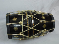 Hand Made Indian Musical Instrument Dholak Drum With Bag - Black & Golden | Perfectly Symmetric Round Dholak Nickel Plated Bolts & Nuts - Dholak For Festival, Wedding, Satsang | Very Easy To Tune