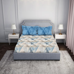 100% Cotton Bedsheet For Double Bed With 2 Pillow Cover - 88 X 100 Inches, Light Blue | Breathable & Super Soft | All Seasons & Easy To Wash