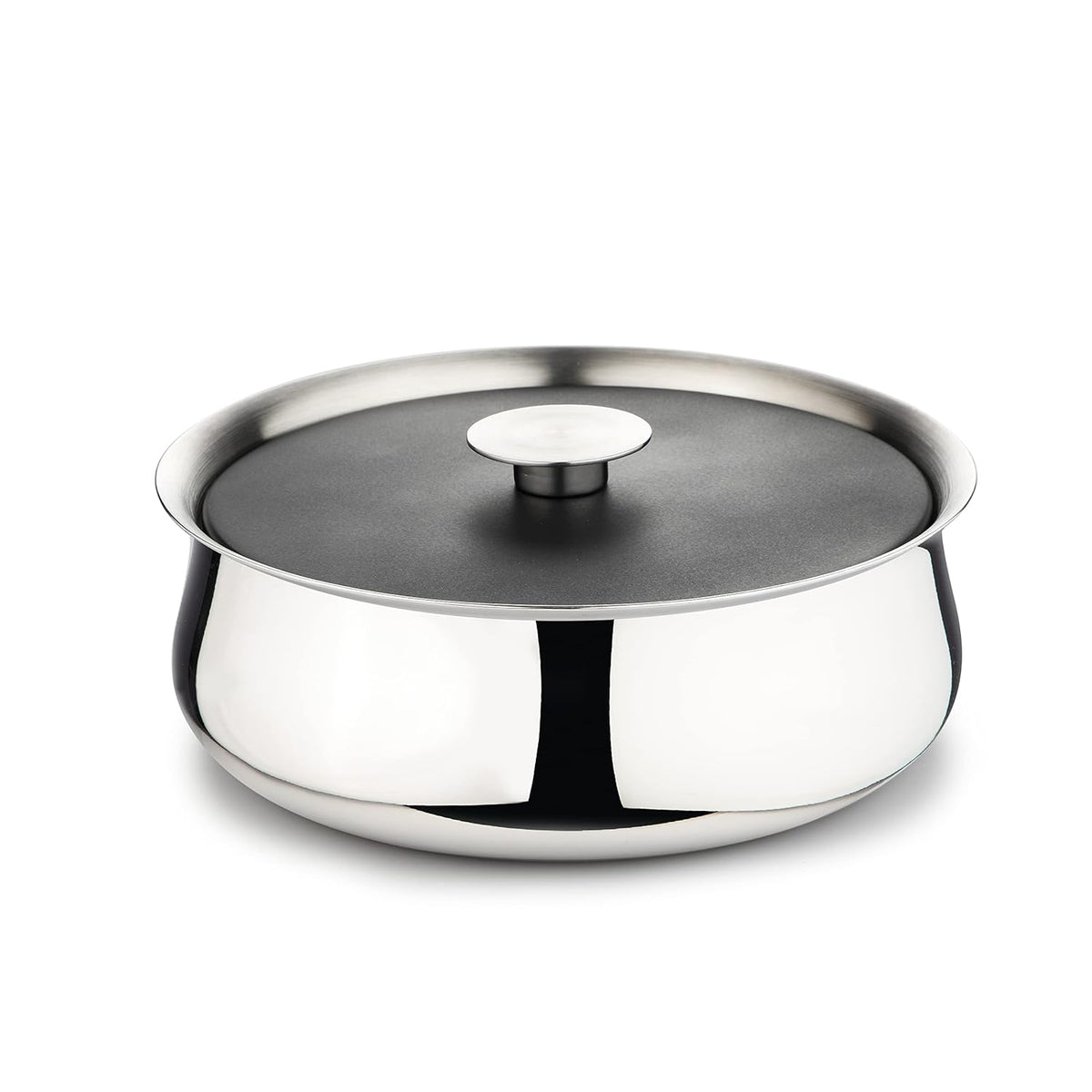 Designer Silver Stainless Steel Bowl With Lid - 950ml, Doubly Series | Multi-Purpose Double Wall Bowl - Gloss Mirror Mixing Serving Bowl | Serve Ware & Tableware - Dishwasher Safe