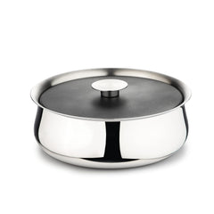 Designer Silver Stainless Steel Bowl With Lid - 950ml, Doubly Series | Multi-Purpose Double Wall Bowl - Gloss Mirror Mixing Serving Bowl | Serve Ware & Tableware - Dishwasher Safe